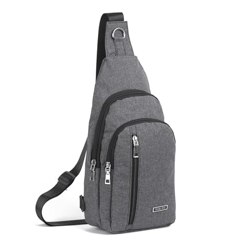 Seoky Rop Small Sling Bag Crossbody for Men Women One Strap Shoulder Cross Body Bag Sling Backpack for Travel - color: Grey