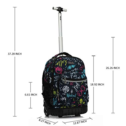 Tilami Rolling Backpack 19 inch Wheeled LAPTOP Boys Girls Travel School Student Trip, weekend - color: Navy