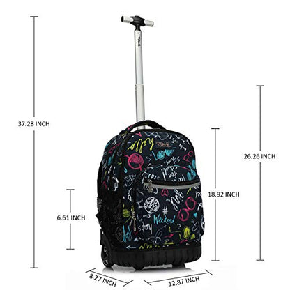 Tilami Rolling Backpack 19 inch Wheeled LAPTOP Boys Girls Travel School Student Trip, weekend - color: Navy