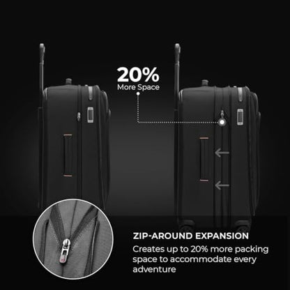 Briggs & Riley ZDX Medium Expandable Spinner, Softside, Black - color: Black, size: 26" Softside Checked