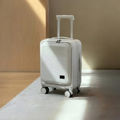 16" Underseat Luggage, Front Opening Carry On, Beige - color: Beige