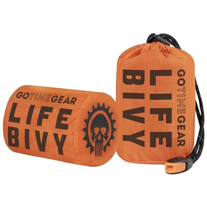 Go Time Gear Life Bivy Emergency Survival Sleeping Bag Thermal Bivy - Use as Emergency Bivy Sack, Survival Sleeping Bag, Mylar Emergency Blanket - color: Orange, size: 2 Pack