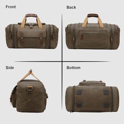Waxed Canvas Duffel Bag 50L, Army Green - color: Army Green