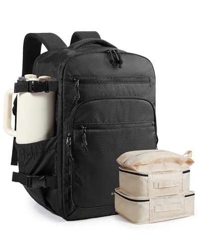 BAGSMART 17.3 inch Laptop Travel Backpack for Women & Men - Black - color: Black
