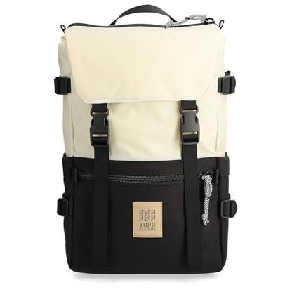 Topo Designs Rover Pack 클래식 백팩, EDC + 통근 가방, 1000D 나일론, 본 화이트/블랙, 클래식 - color: 본 화이트/블랙
