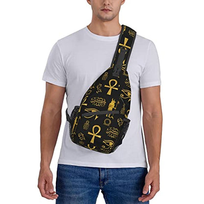 Sling Backpack For Men Hiking Daypack Crossbody Shoulder Bag Travel Chest Pack - color: Ankh,cross