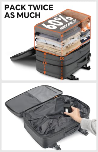 70L Travel Backpack With Vacuum Compression System,Grey - color: Grey