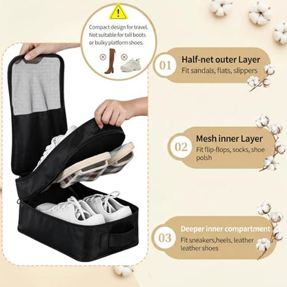 2 PCS Shoes Bags for Travel, Holds 2 Pair of Slippers and 1 Pair of Sneaker