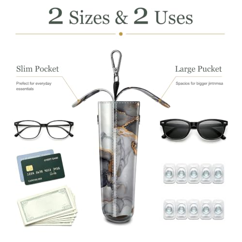 FINTIE Double Glasses Case with Carabiner Hook, Vegan Leather Eyeglass Case - color: Cloudy Marble