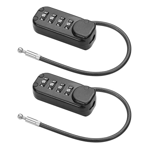 YAODHAOD Cable Locks with Combination, 4 Digit Combination Padlocks,Travel Lock for Suitcases & Bag for School Locker, Gym Locker, Fence, Toolbox, Gate, Case, Hasp Storage （2pcs）(Black, 5.3 inch) - size: 5.3 inch