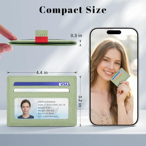 Airkit Small Slim ID Case, Womens Credit Card Holder Wallet, RFID Sleeve - color: Green