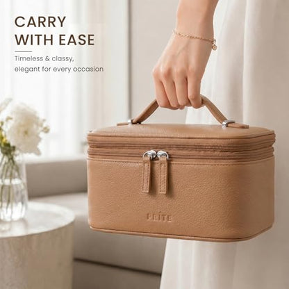 Prite 2 Pcs Makeup Bag Set Travel Cosmetic Case with Clear Toiletry Bag - color: Brown