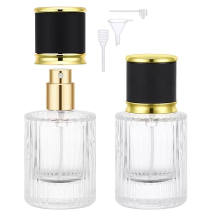 Segbeauty 1oz Glass Perfume Bottles Empty 2pcs, Travel Perfume Spray Bottles Refillable, 30ml Cologne Travel Bottle, Clear Cologne Atomizer with Dispenser Transfer Tool, Fragrance Atomizer Sprayer - color: Clear, style: 1oz/30ml