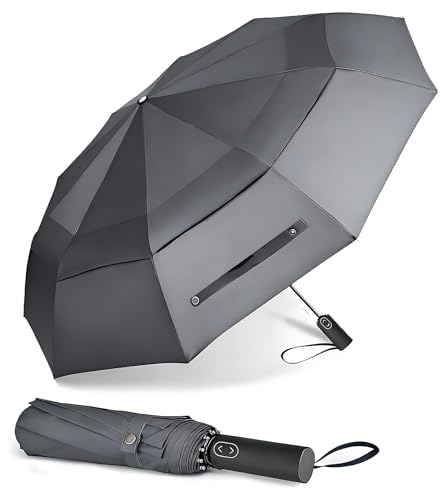 MRTLLOA Compact Golf Umbrella, 10 Ribs Vented Windproof Travel - color: Gray, size: 54 Inch