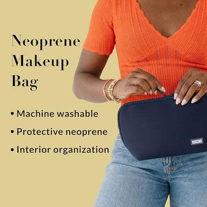 KUSSHI Neoprene Makeup Bag (Navy/Khaki) - color: Navy/Khaki