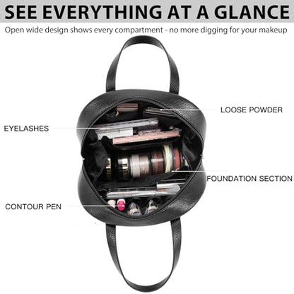 ROYALFAIR Standing Makeup Bag, Travel Cosmetic Organizer, Black - color: Black