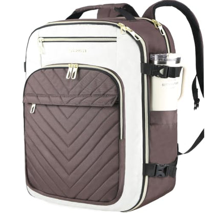 VANKEAN 50L Water- Resistant Laptop Backpack for Women College - color: Beige/Coffee, size: 50L