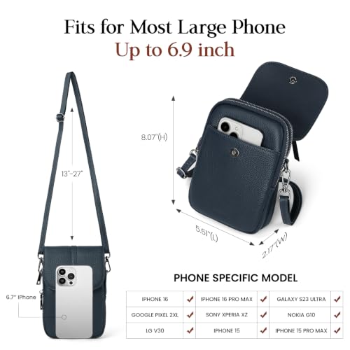 befen Genuine Leather Small Crossbody Bags for Women Cell Phone Purse - color: Teal Blue