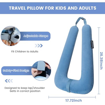 Keemall Inflatable Car Pillow for Kids & Adults, Neck & Body Pain Relief - color: Blue, size: Medium