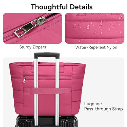 PASMAN Puffer Tote Bag for Women - Nurse Bag with Bottle Pocket - color: Rose, size: Medium
