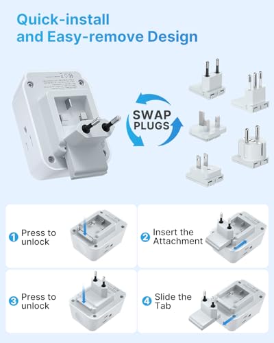VINTAR European Travel Plug Adapter Kit for Apple Watch, Type A,C,G,E/F,L - style: Type A/C/G/E/F/L - All Europe