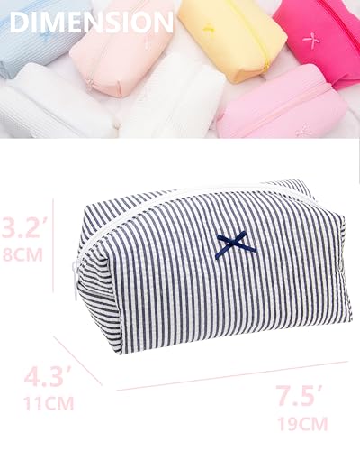 PAZIMIIK Cozy Makeup Bag for Women,Zipper Cosmetic Pouch,Stripe Navy Blue - color: Stripe Navy Blue
