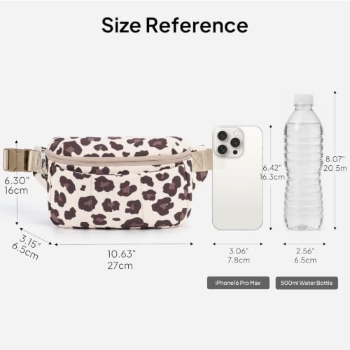 TOPEAST Waist Pack 3.5L Fanny Packs with Water Bottle Holder - color: Cream Leopard