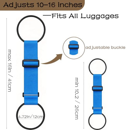 2Pack Adjustable Luggage Straps for Suitcases, Connect Bag to Suitcase (Blue) - color: Blue
