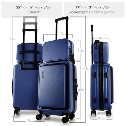TRAVELARIM 20 Inch Carry On Luggage 22x14x9 Airline Approved Suitcase - color: Navy, size: Carry-on 20 Inch