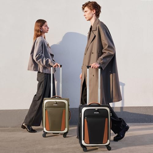 mixi Carry On Luggage 20 Inch Softside Suitcase, Tea Brown-Off White - color: Tea Brown-Off White, size: 20-Inch Carry On