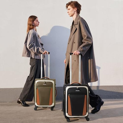 mixi Carry On Luggage 20 Inch Softside Suitcase, Black-Off White - color: Black-Off White, size: 20-Inch Carry On