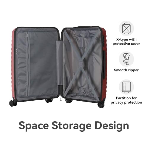 3-Piece PP Hardshell Luggage Set With Wheels, 20"/24"/28", Peach Pink - color: Peach Pink