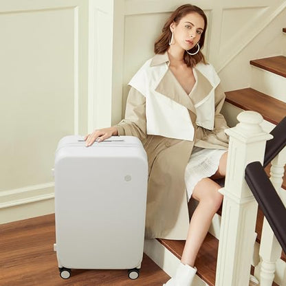 mixi Luggage Suitcases with Spinner Wheels, Hardside Rolling Suitcase PC with TSA Lock Travel Case 24in Checked in, Fine Grid Smoke White - color: Fine Grid Smoke White, size: 24 Inch
