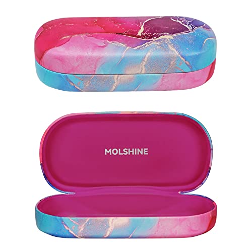 molshine Hard Shell Sunglasses Case,Classic Large Glasses Case for Women Men,Sunglass Eyeglasses - color: Pink
