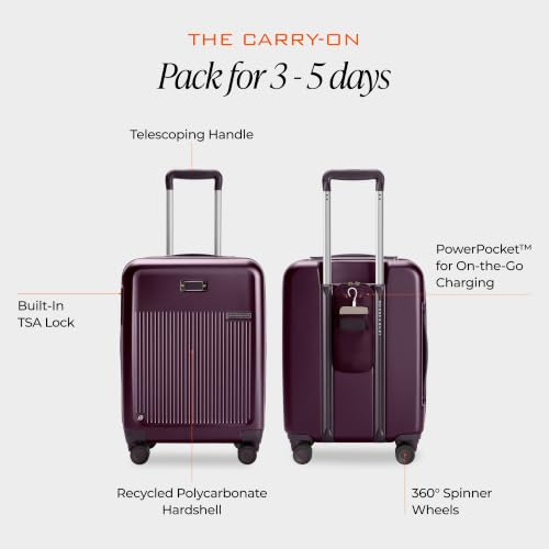 Briggs & Riley Sympatico Hardside Luggage Collection, Plum, 21" Global Carry-On, Sympatico Hardside Luggage - color: Plum, size: 21" Carry-On