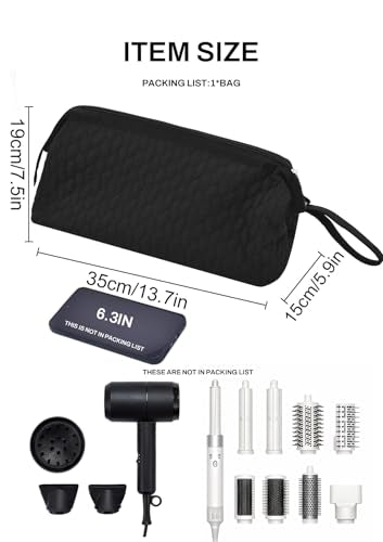 TeeYee Hair Tools Travel Bag for Dyson Airwrap Quilted Toiletry Bag - color: 002Black