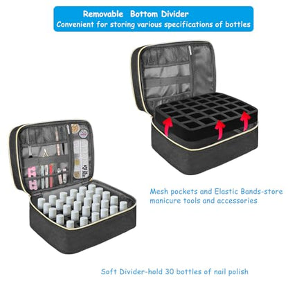 Boczif 2 Layer Nail Polish Organizer for 30 Bottles (Black) - color: Black