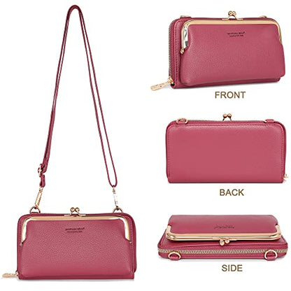 Montana West Crossbody Cell Phone Purse for Women RFID Blocking Cellphone Wallet - color: Wallet Red