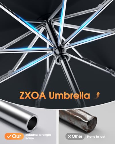 Windproof Reverse Folding Travel Umbrella for Rain, Compact - color: Black
