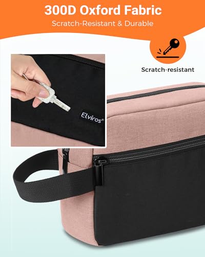 Elviros Hanging Toiletry Bag, Travel Makeup Dopp Kit, Small, Pink & Black - color: Pink&Black, size: Small