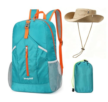 levayhill 25L Lightweight Foldable Backpack & Sun Hats Travel, Lake Blue - color: Lake Blue
