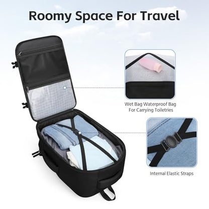 RealCool 15.6" Laptop Travel Backpack, TSA Flight Approved Carry On Daypack - color: Black, size: 15.6 inch