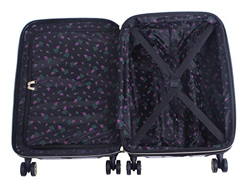 Betsey Johnson Designer Luggage Collection - Expandable 3 Piece Hardside Lightweight Spinner Suitcase Set - Travel Set includes 20-Inch Carry On, 26 inch and 30-Inch Checked Suitcase (Covered Roses) - color: Covered Roses