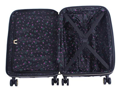 Betsey Johnson Designer Luggage Collection - Expandable 3 Piece Hardside Lightweight Spinner Suitcase Set - Travel Set includes 20-Inch Carry On, 26 inch and 30-Inch Checked Suitcase (Covered Roses) - color: Covered Roses
