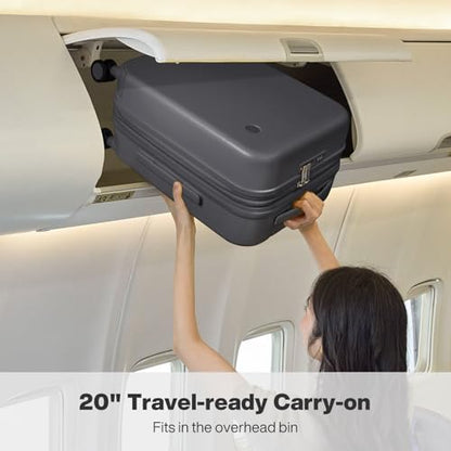 mixi 20 Inch Expandable Carry on Luggage 22x14x9 Airline Approved Suitcases with Spinner Wheels, Hardside Rolling Travel Suitcase PC with TSA Lock, Rock Gray - color: Rock Gray, size: 20-inch