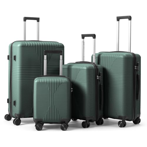 Karl home Luggage Sets 4 Piece, Dark Green, 16/20/24/28" - color: Dark Green, size: 4 Piece Set (16in/20in/24in/28in)