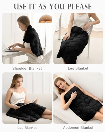 Cottonblue 소형 가중 랩 담요 2.3kg(5파운드) 성인 청소년용 73.7cm x 83.8cm(29 x 33인치), 블랙 - color: 블랙., size: 29"x33" 5lbs