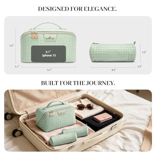 Travel Makeup Bag Organizer, Makeup Travel Bag, 3-Piece Set, Green - color: 08Green