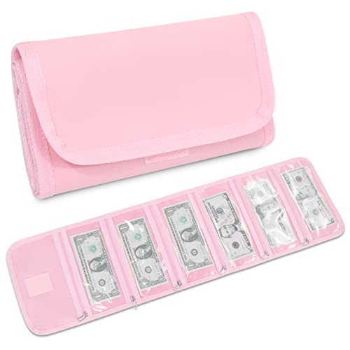 Money Organizer with Zipper,Cash Envelopes Budget Binder - color: Pink