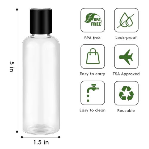 TUZAZO 10 Pack 3.4 oz Travel Bottles TSA Approved for Toiletries - color: Clear
